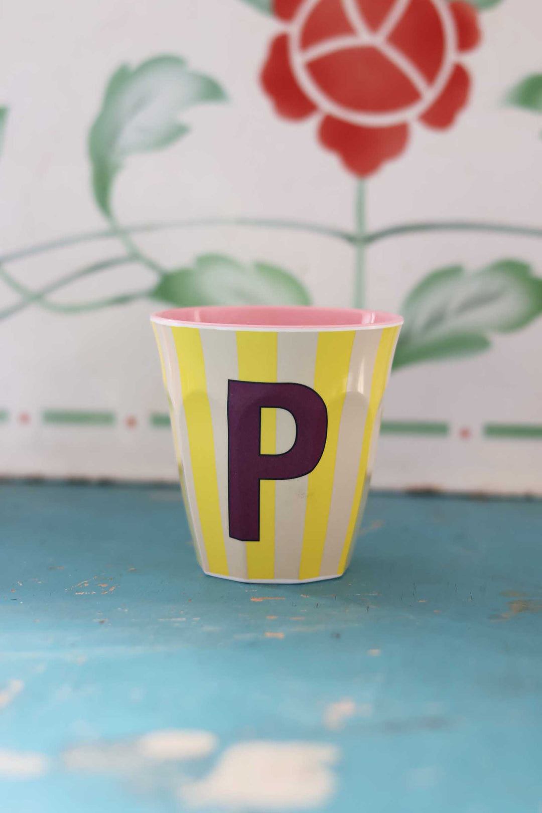 Striped Melamine Cup / Letter P