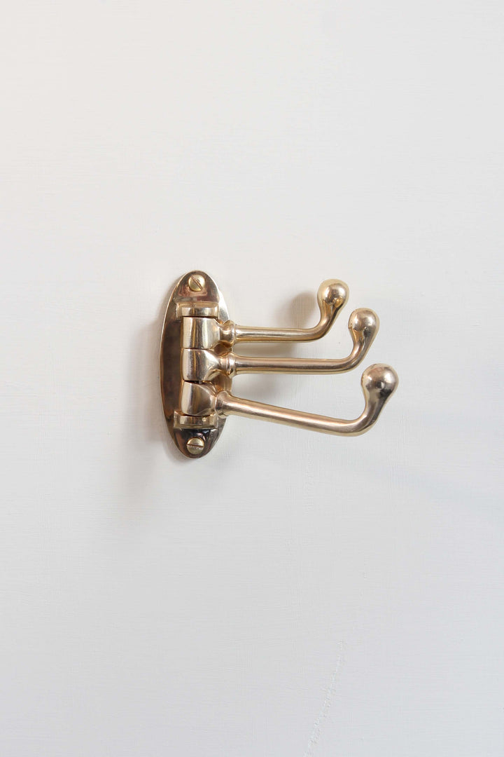 Swivel Hook Triple Victorian Solid Brass 75mm x 100mm