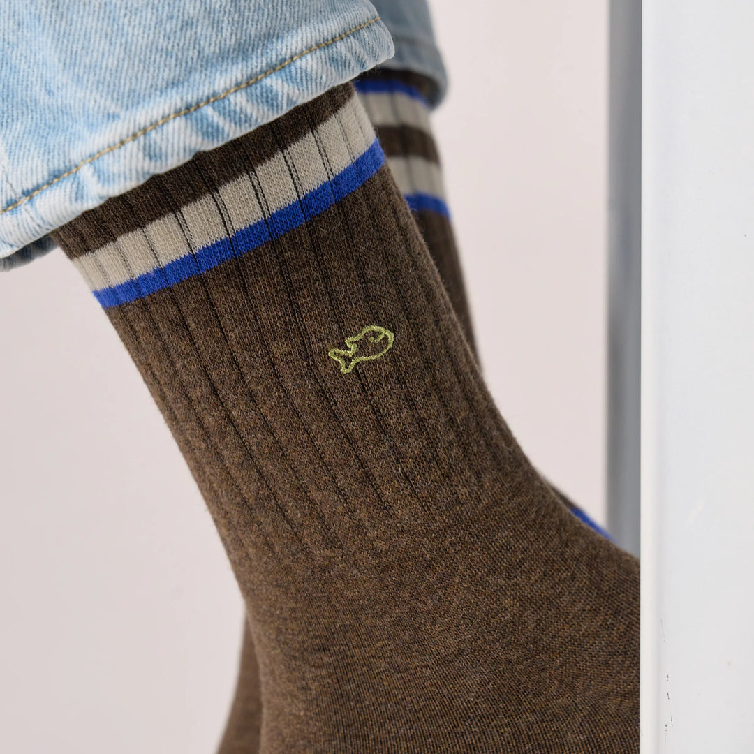 Retro Socks Brown, Ivory, Blue / 41-46