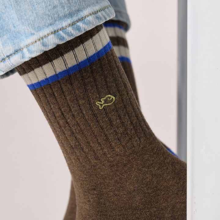 Retro Socks Brown, Ivory, Blue / 41-46