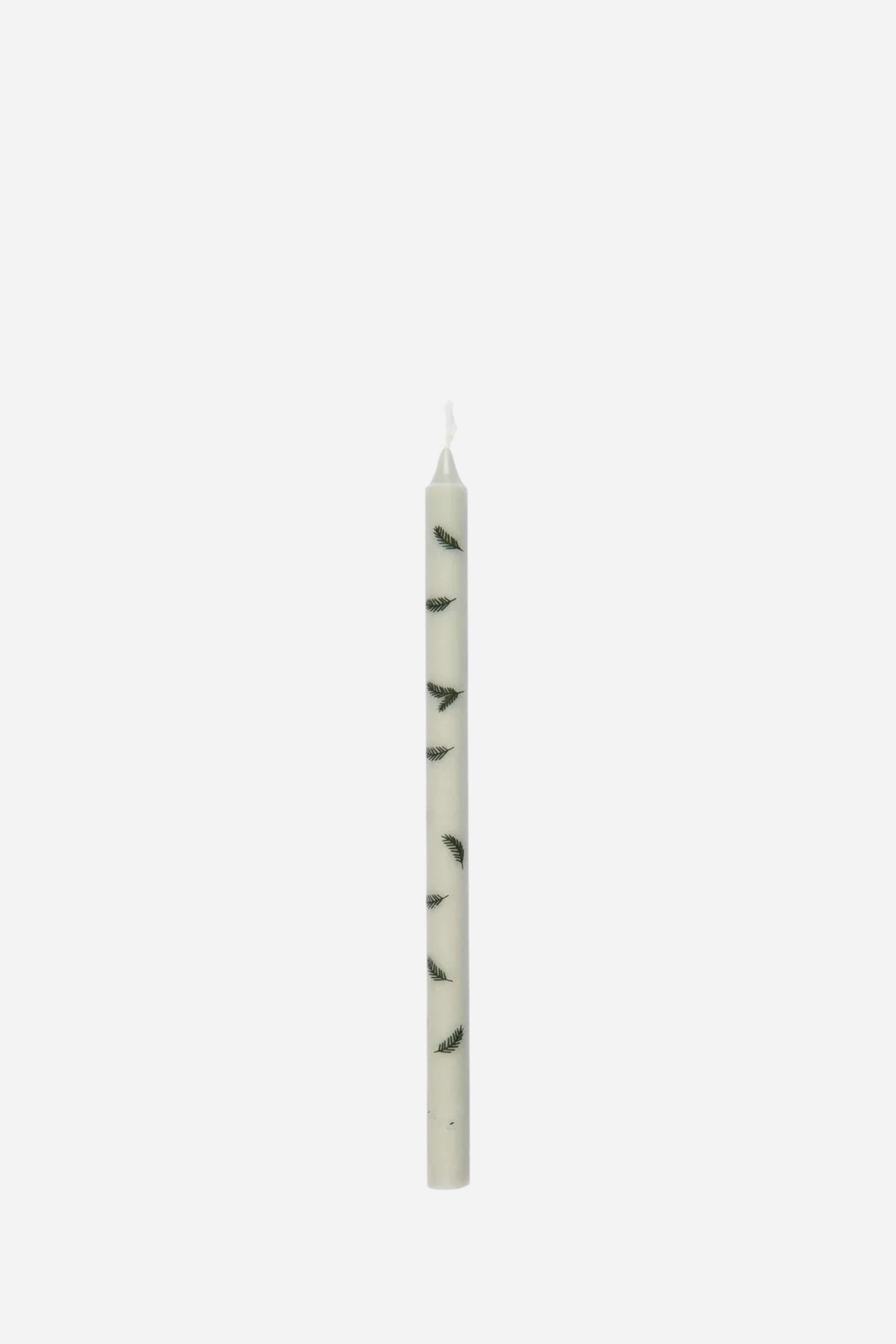Green Taper Candle with twig pattern