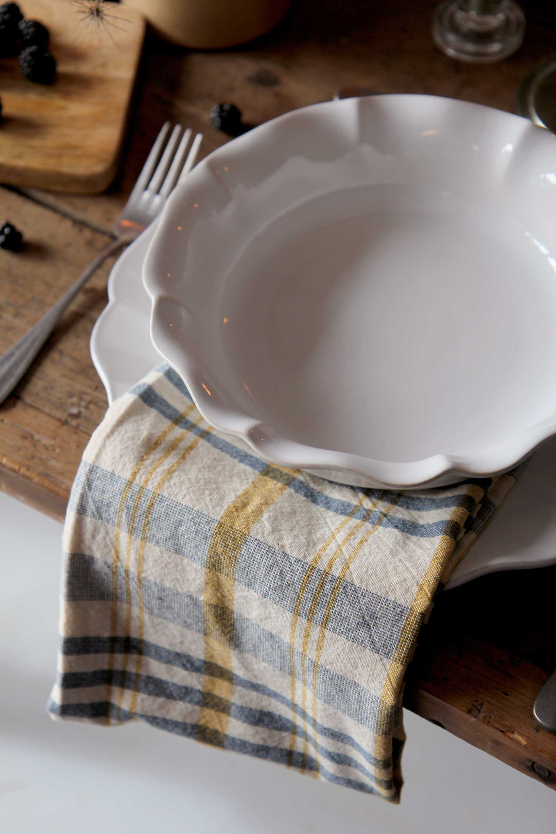 Tea Towel / Mikkel Blue and Mustard Stripe