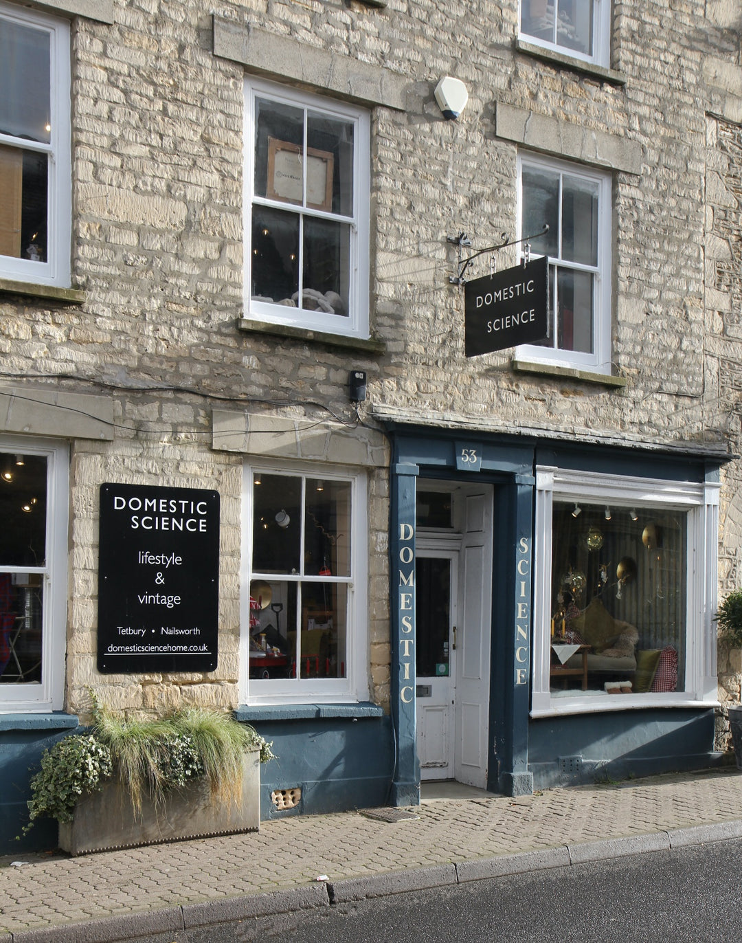 domestic science shop storefront in tetbury high street, gloucestershire