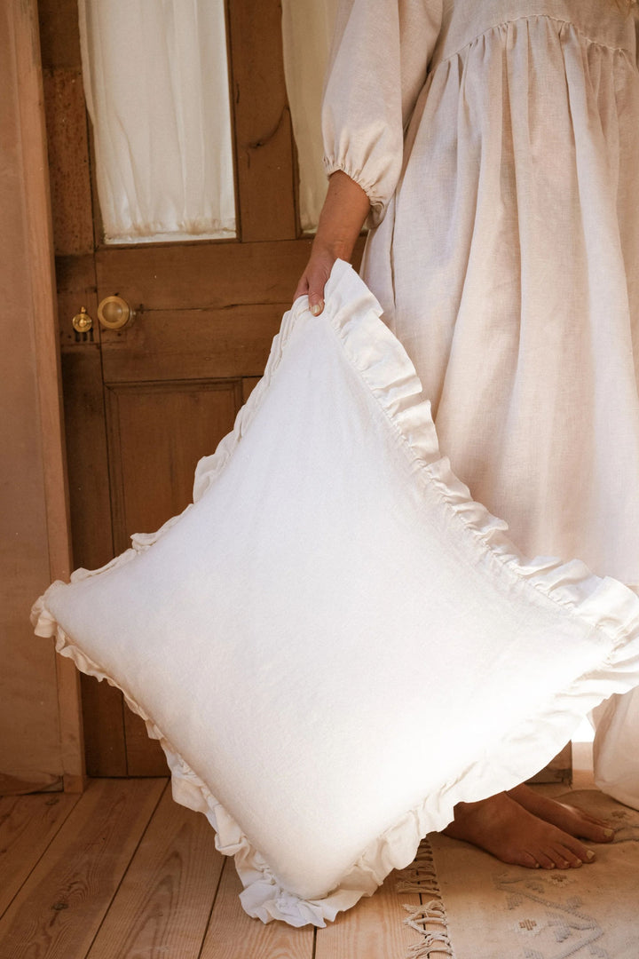 Off White Washed Linen Cushion 60x60cm