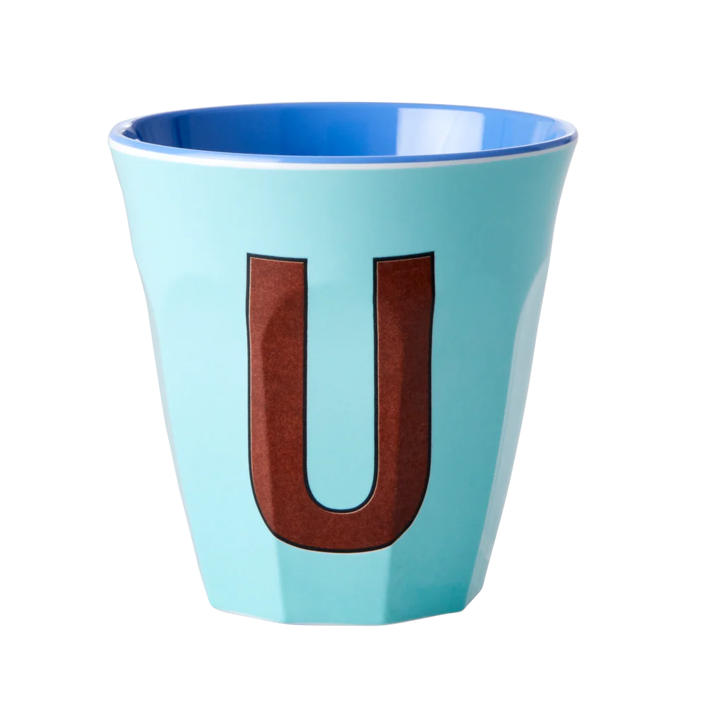 Melamine Cup / Letter U / Blue