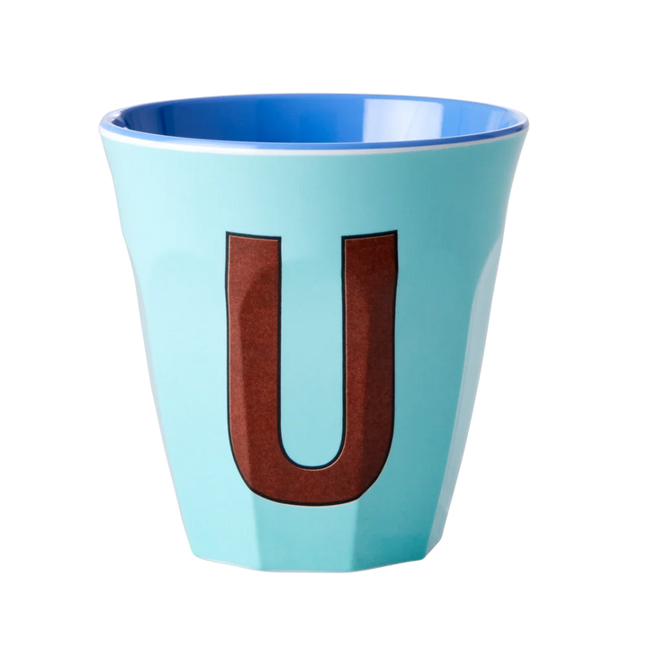 Melamine Cup / Letter U / Blue