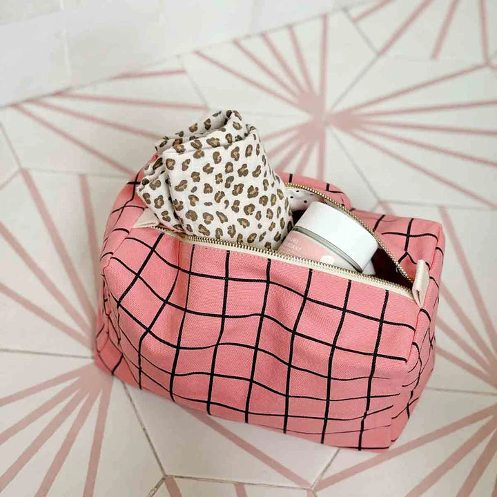 Toiletry Bag  / Gingham Funky Pink - Domestic Science Home