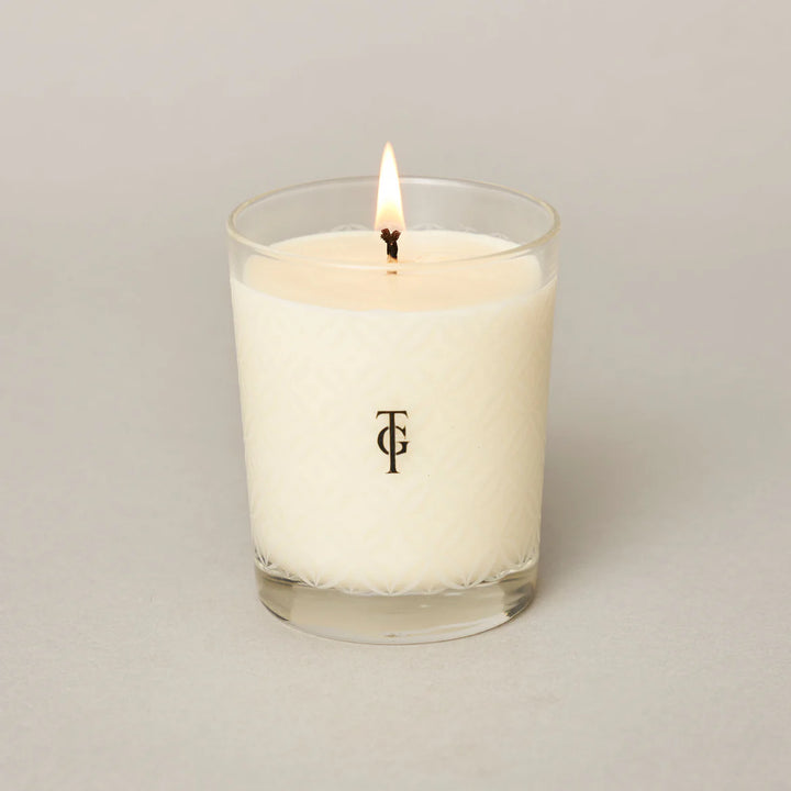 true grace classic scented candle in glass etched votive