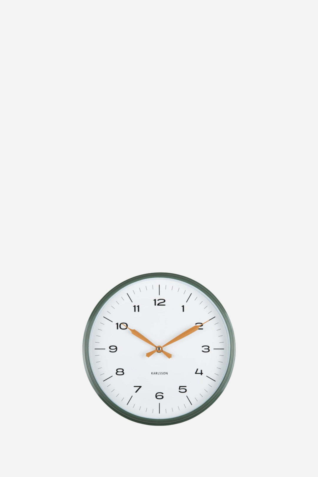 Green clock in front of white back round