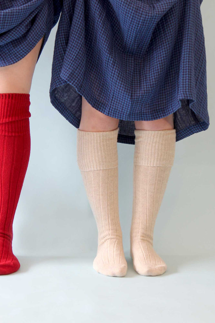 Womens Long Socks / Light Beige