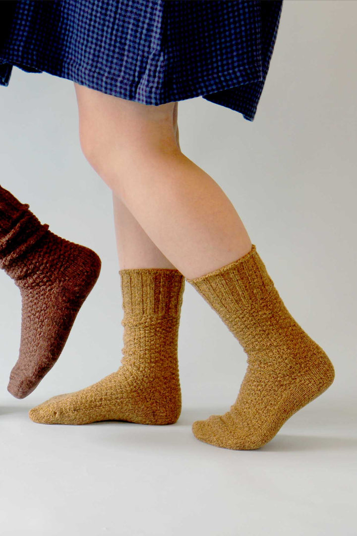 Wool Cotton Boots Socks / Mustard