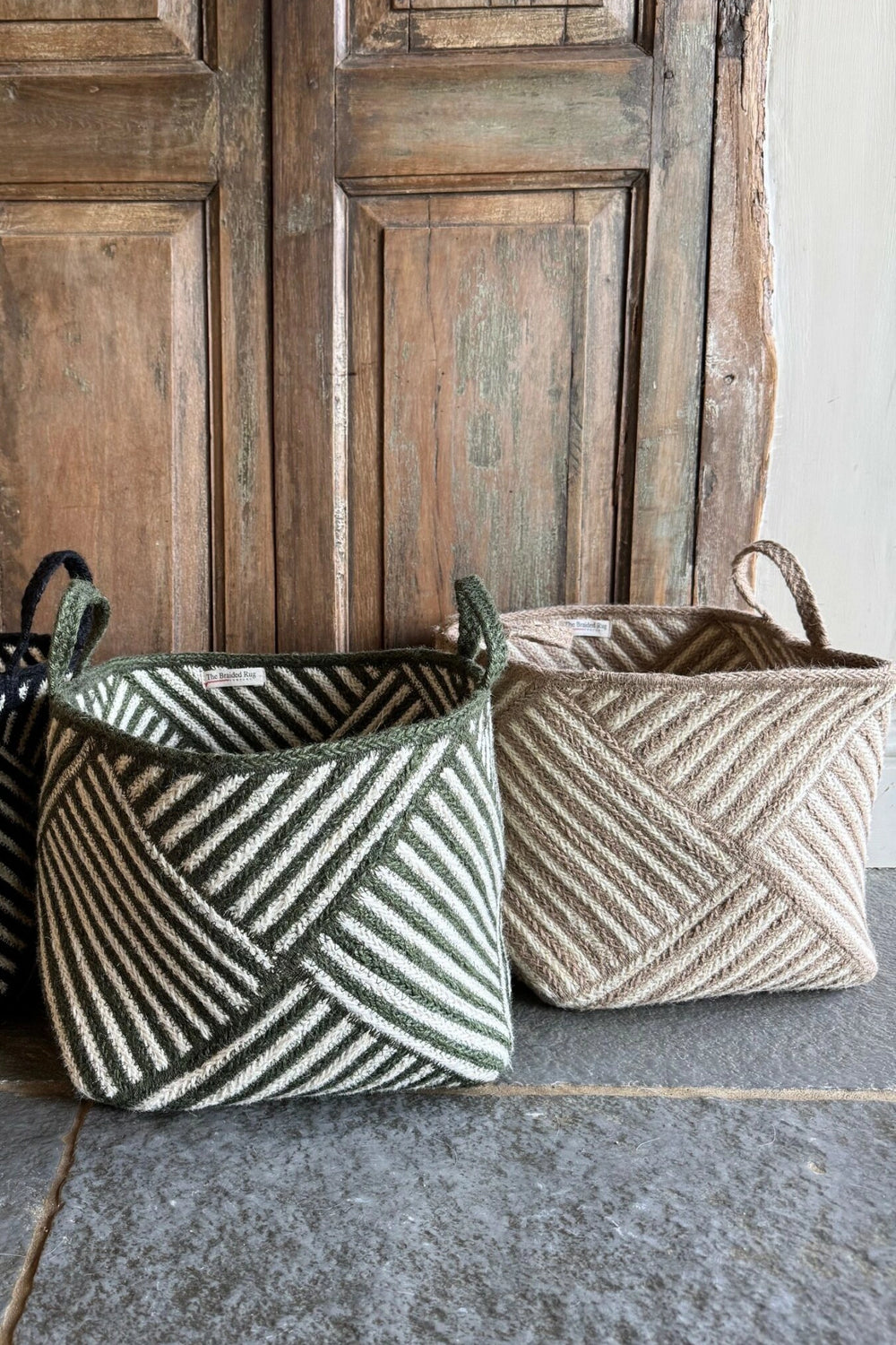 Zebra Basket Olive  Large - Domestic Science Home