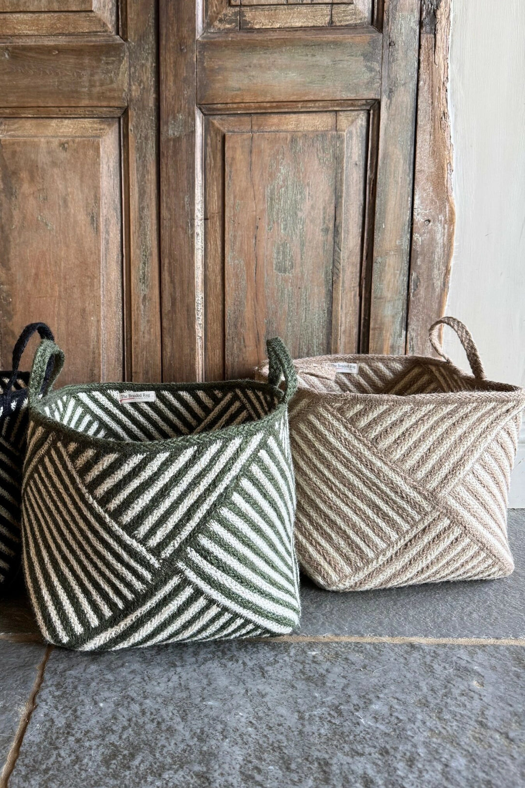 Zebra Basket Olive  Large - Domestic Science Home