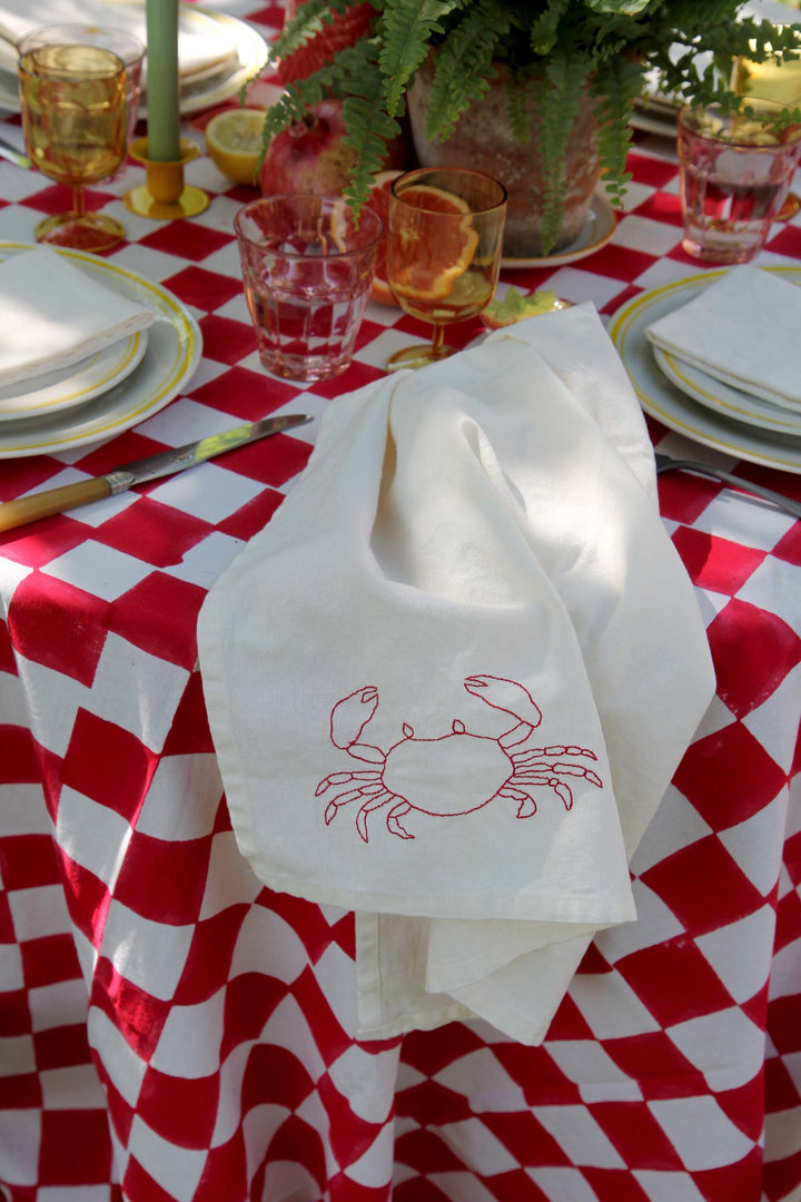 Crab Tea Towel / Butter Cream