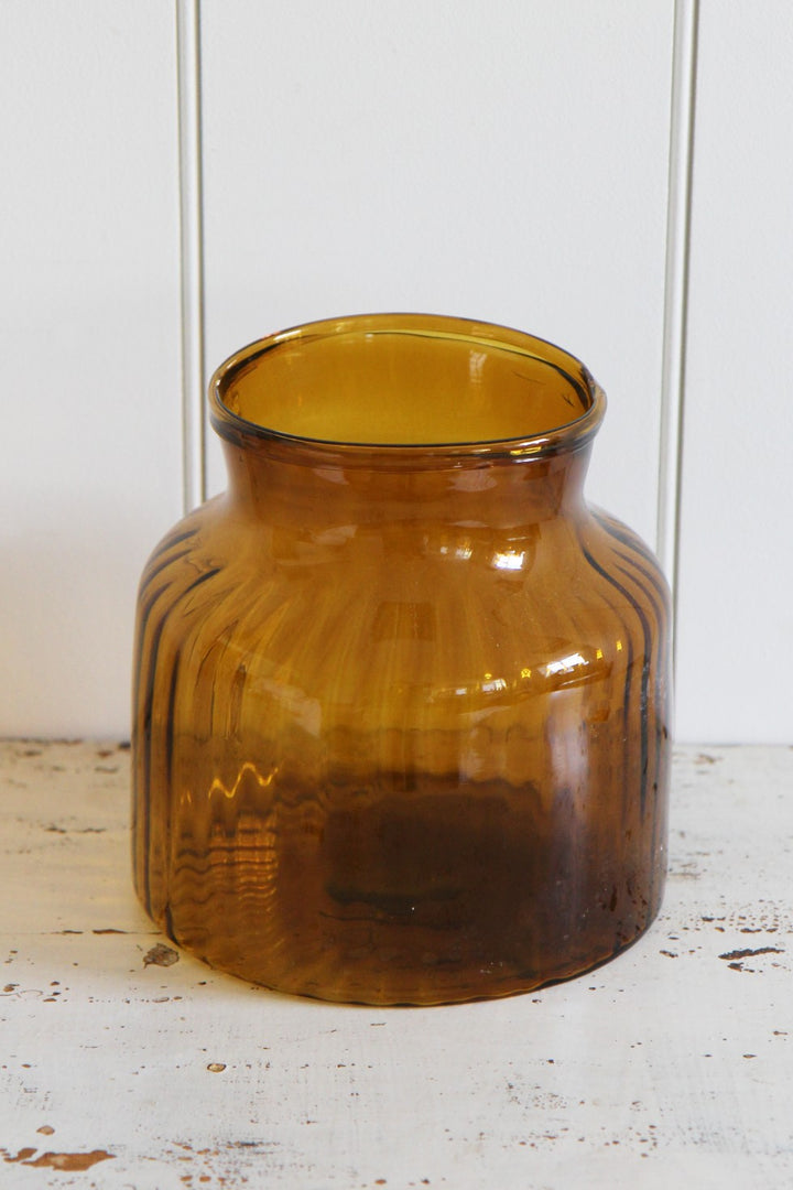 vintage amber glass jar