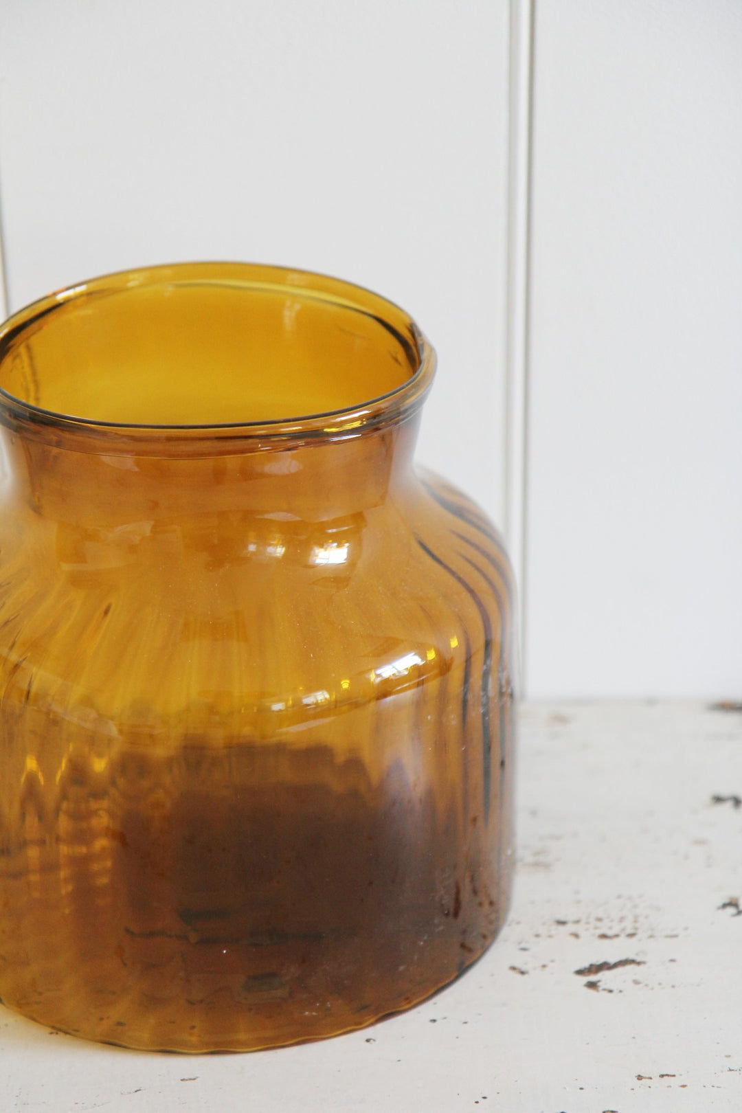 vintage amber glass jar