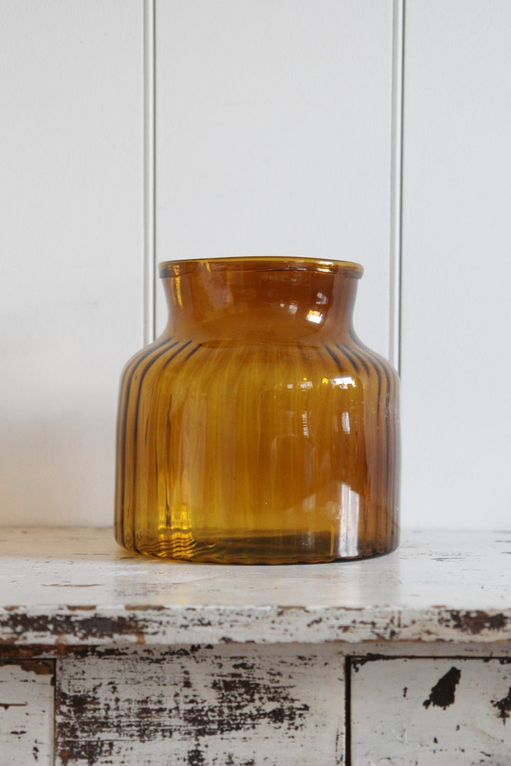 vintage amber glass jar