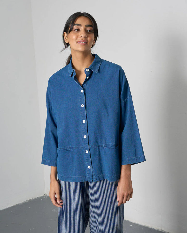 Anya Relaxed Blouse / Linen Denim