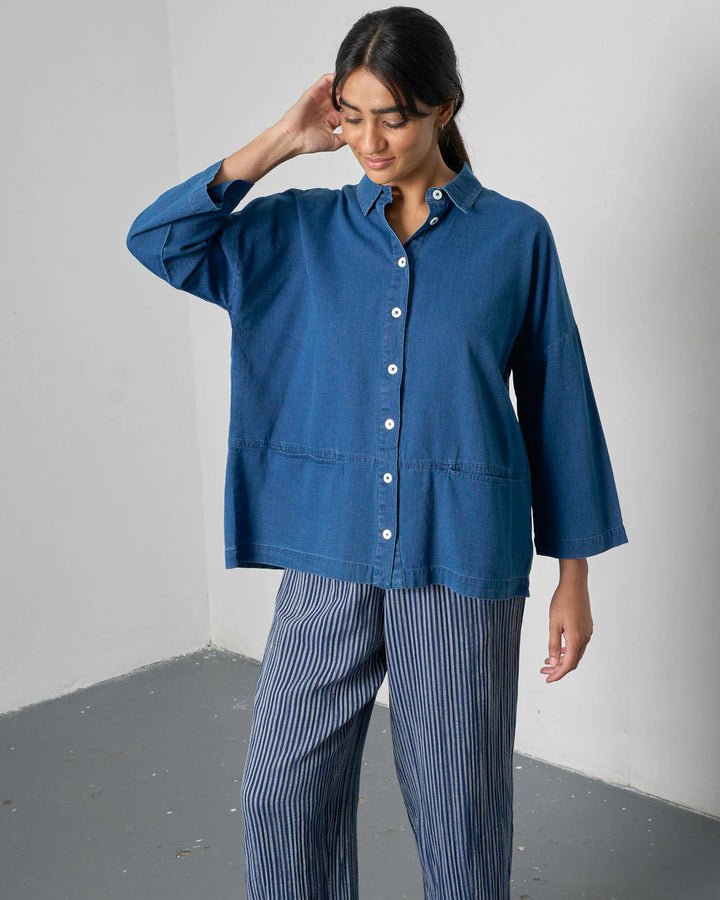 Anya Relaxed Blouse / Linen Denim