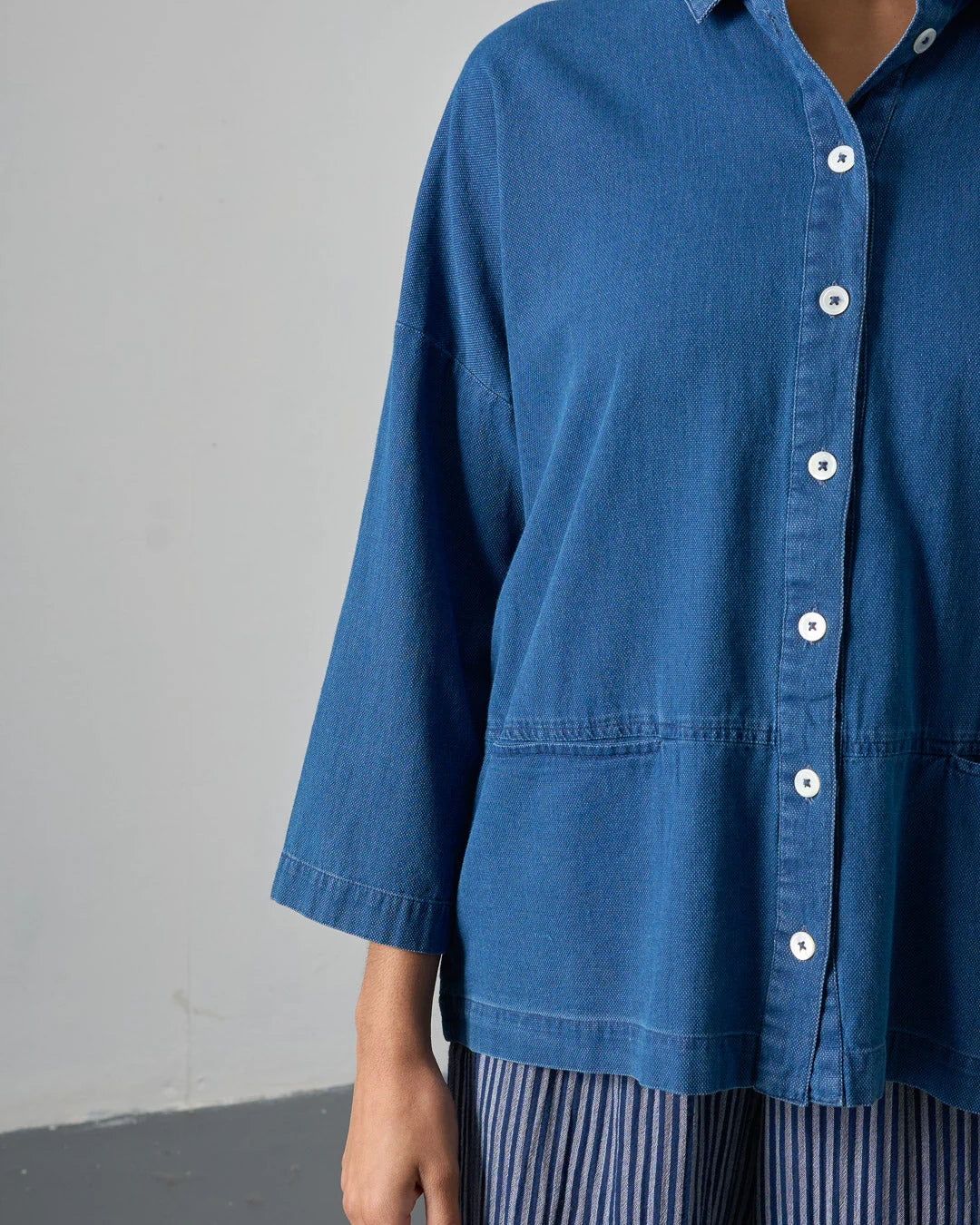 Anya Relaxed Blouse / Linen Denim