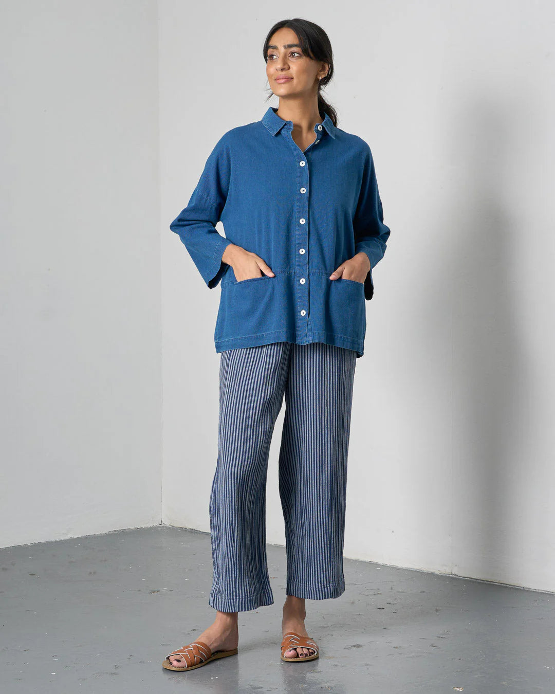 Anya Relaxed Blouse / Linen Denim