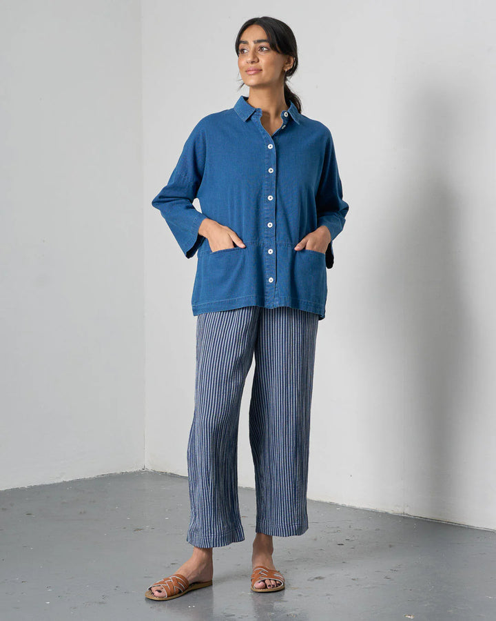 Anya Relaxed Blouse / Linen Denim