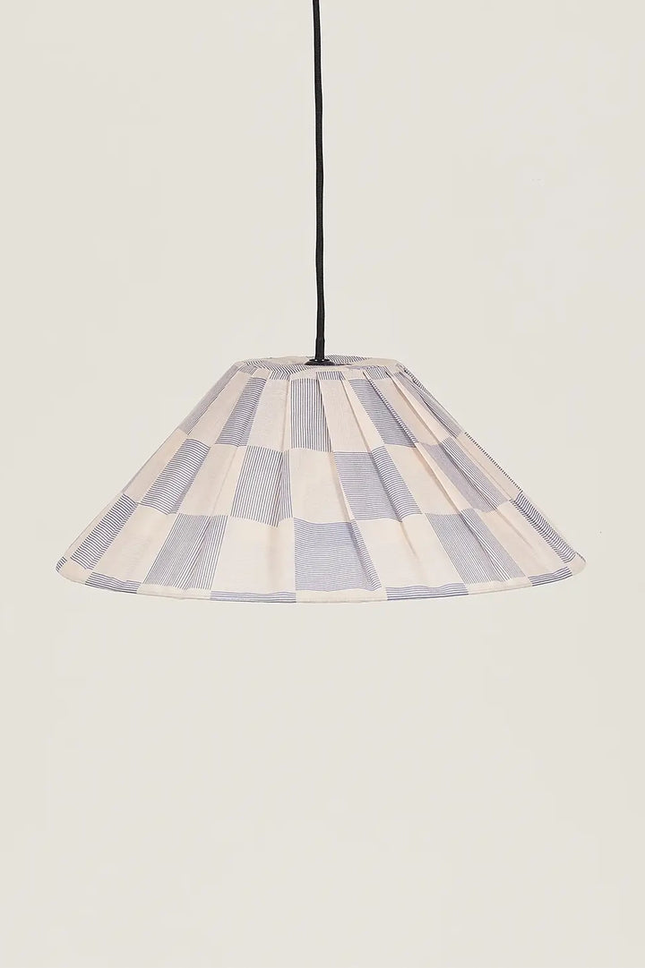 Ava Pleated Lampshade 50cm / Blue Ink Check