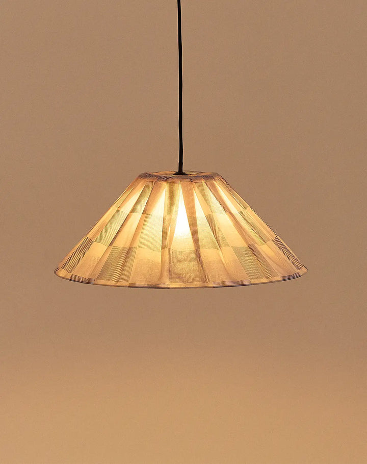 Ava Pleated Lampshade 50cm / Blue Ink Check