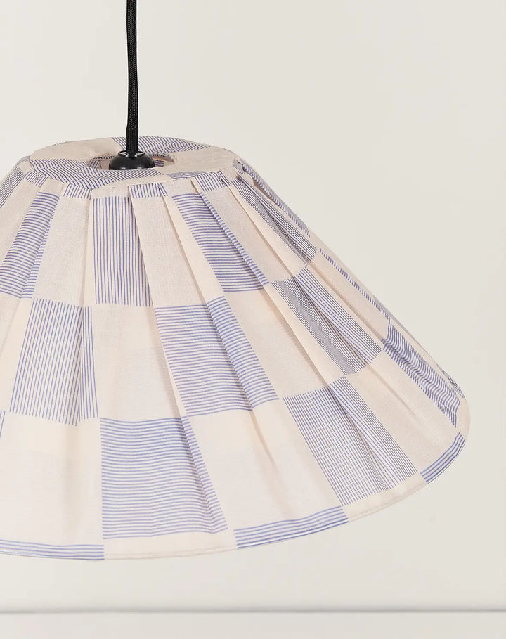 Ava Pleated Lampshade 50cm / Blue Ink Check
