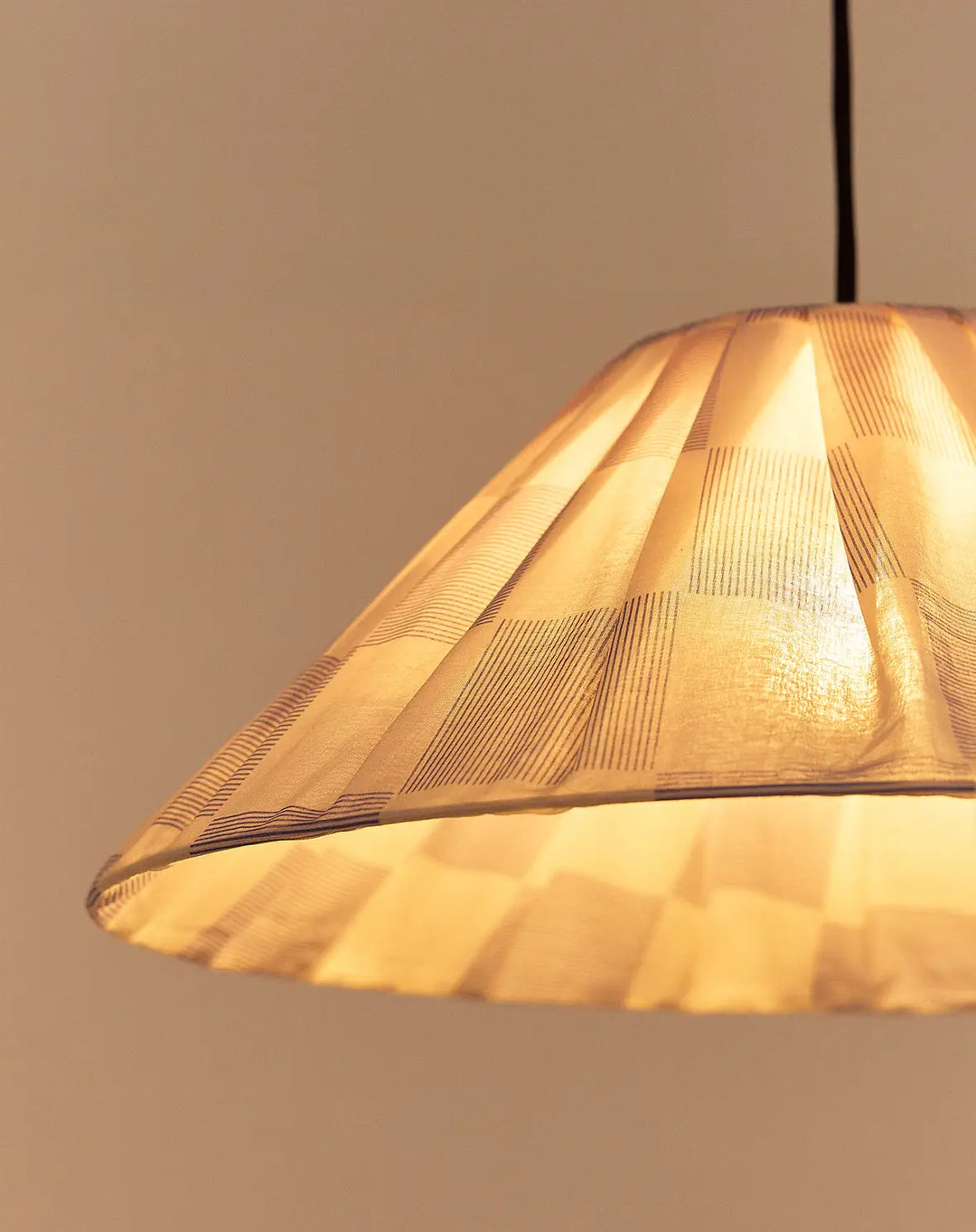 Ava Pleated Lampshade 50cm / Blue Ink Check