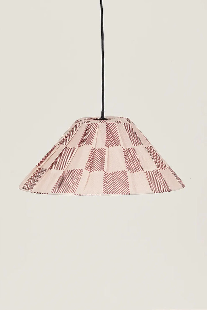 Ava Pleated Lampshade 50cm / Burnt Red Check