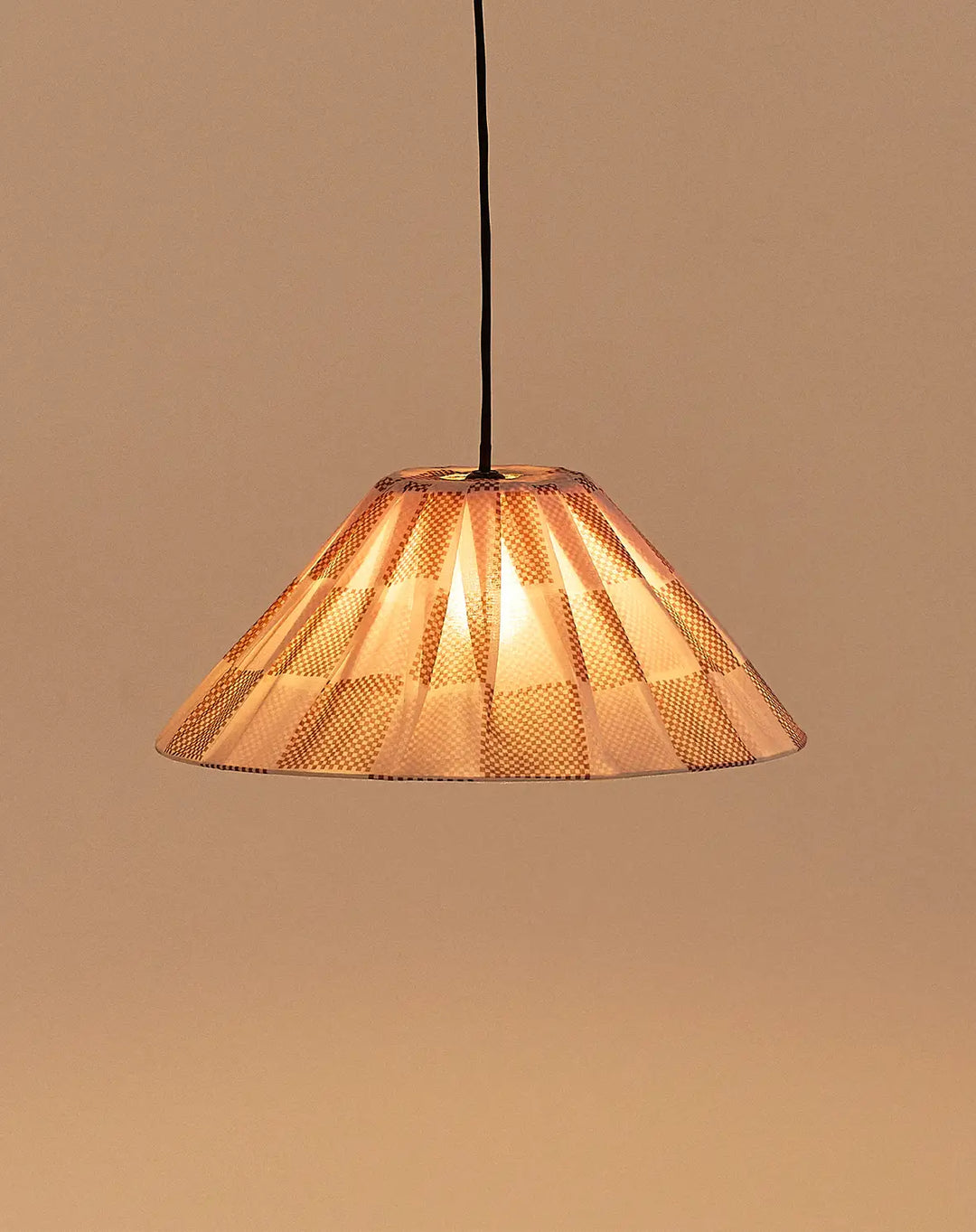 Ava Pleated Lampshade 50cm / Burnt Red Check
