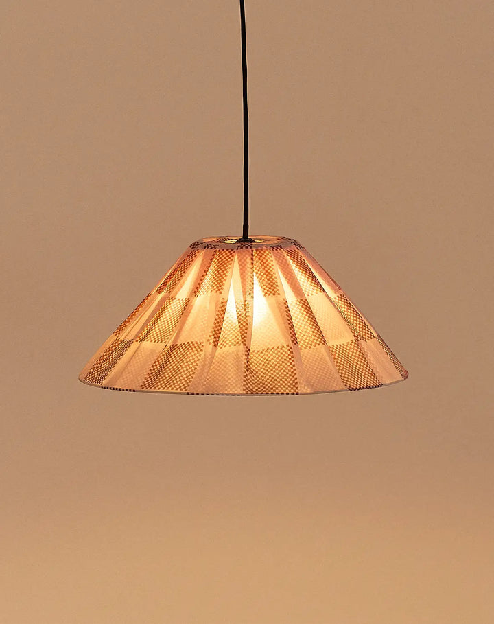 Ava Pleated Lampshade 50cm / Burnt Red Check