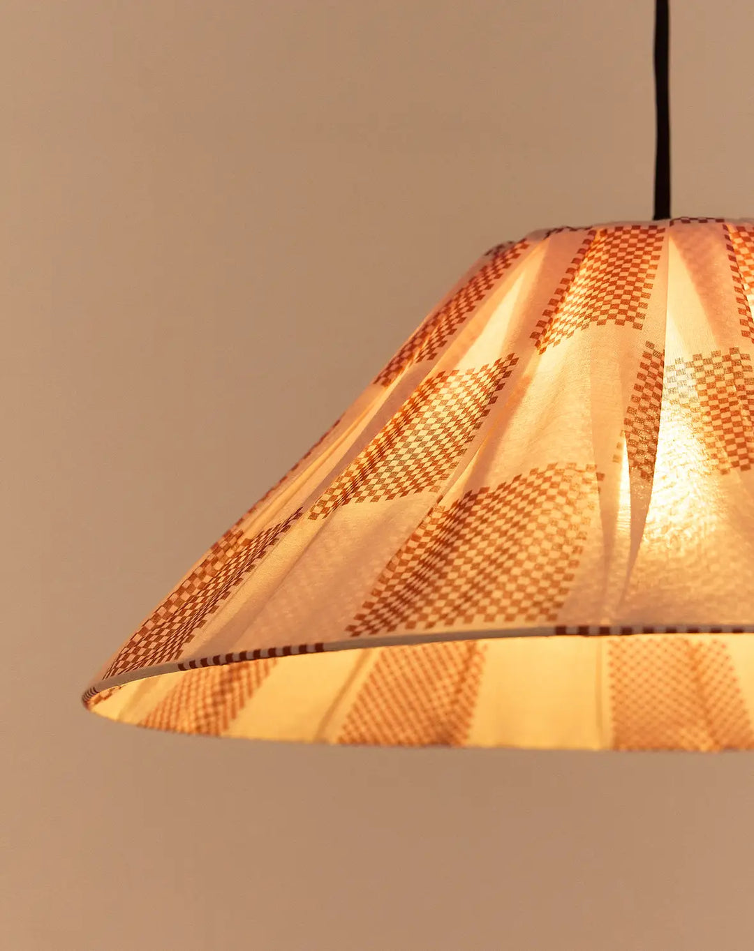 Ava Pleated Lampshade 50cm / Burnt Red Check
