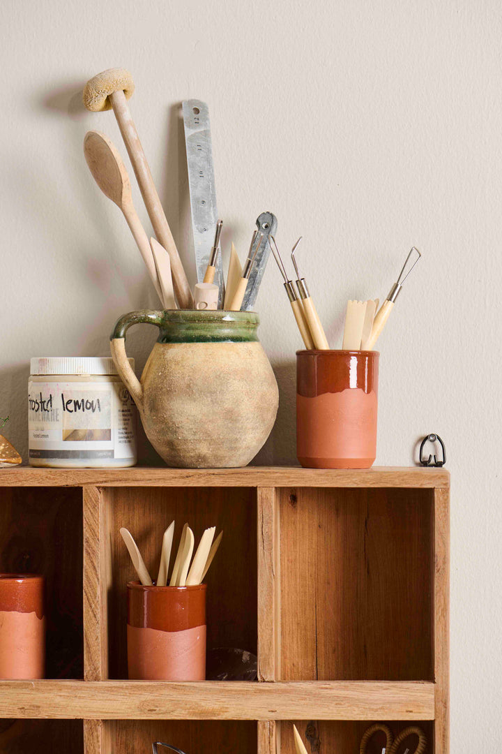 Avignon Vase with handle / Green Edge