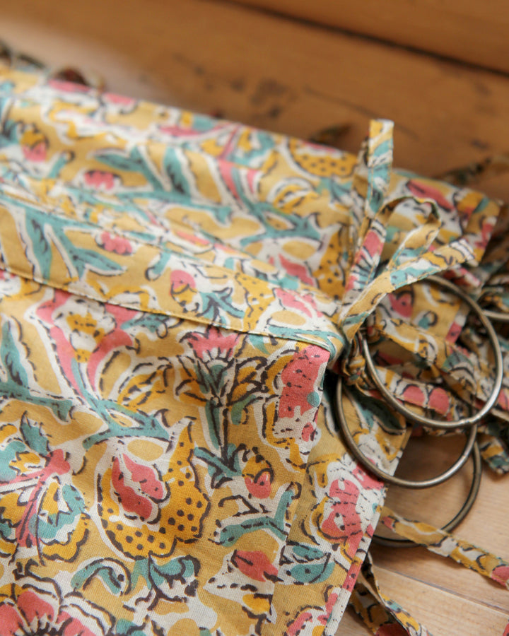 Block Print Bagru Curtain /  Tabac Yellow