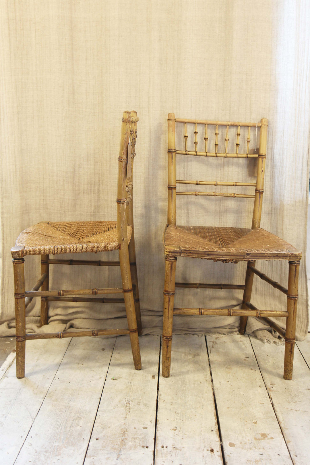 Pair of Regency Faux Bamboo Chairs.