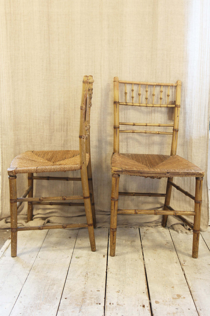 Pair of Regency Faux Bamboo Chairs.