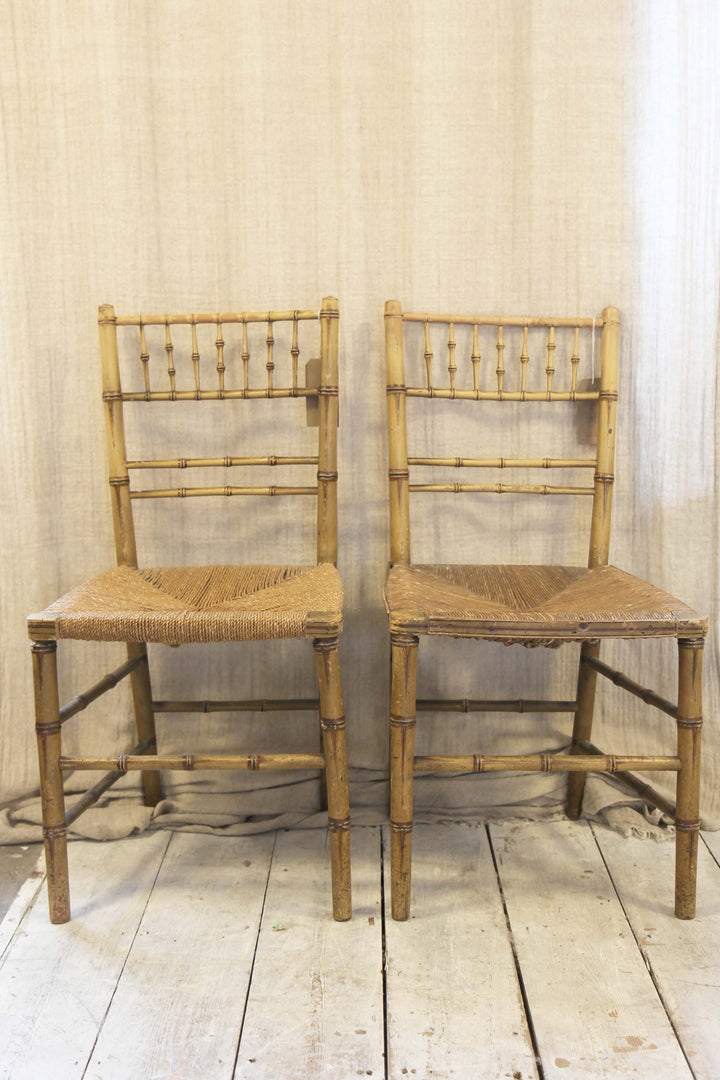 Pair of Regency Faux Bamboo Chairs.