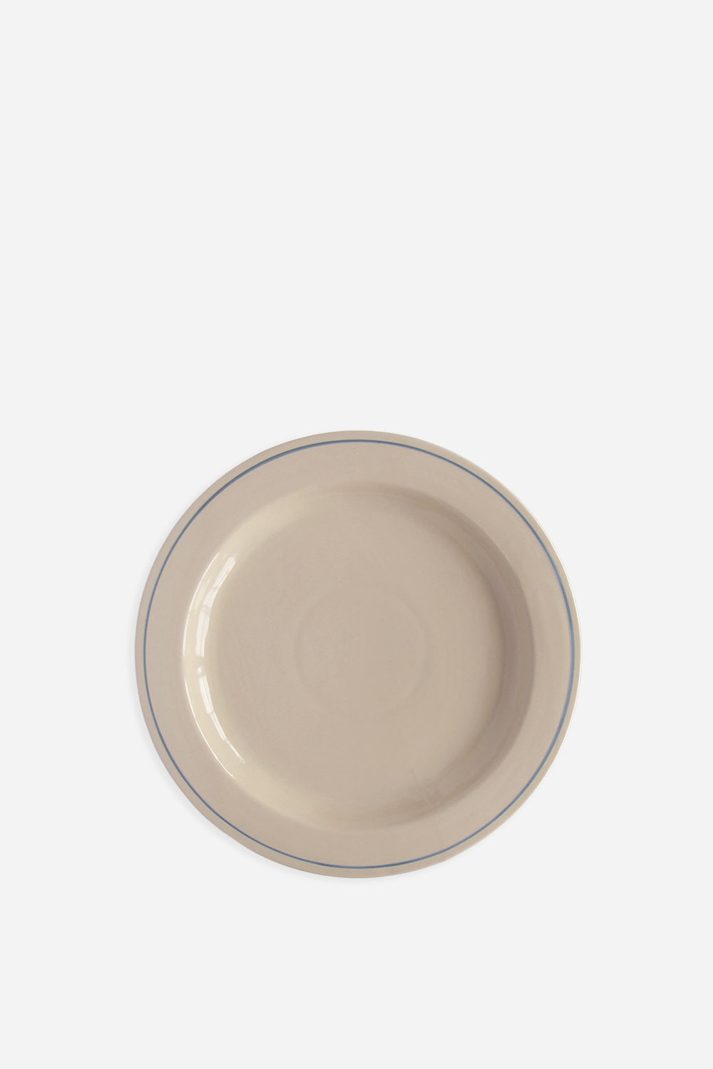 cream bistro dinner plate with blue stripe boarder