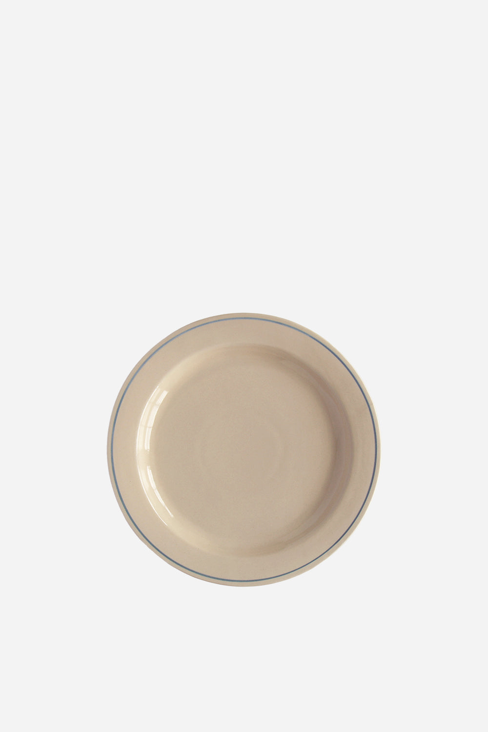 cream bistro lunch plate with blue stripe boarder