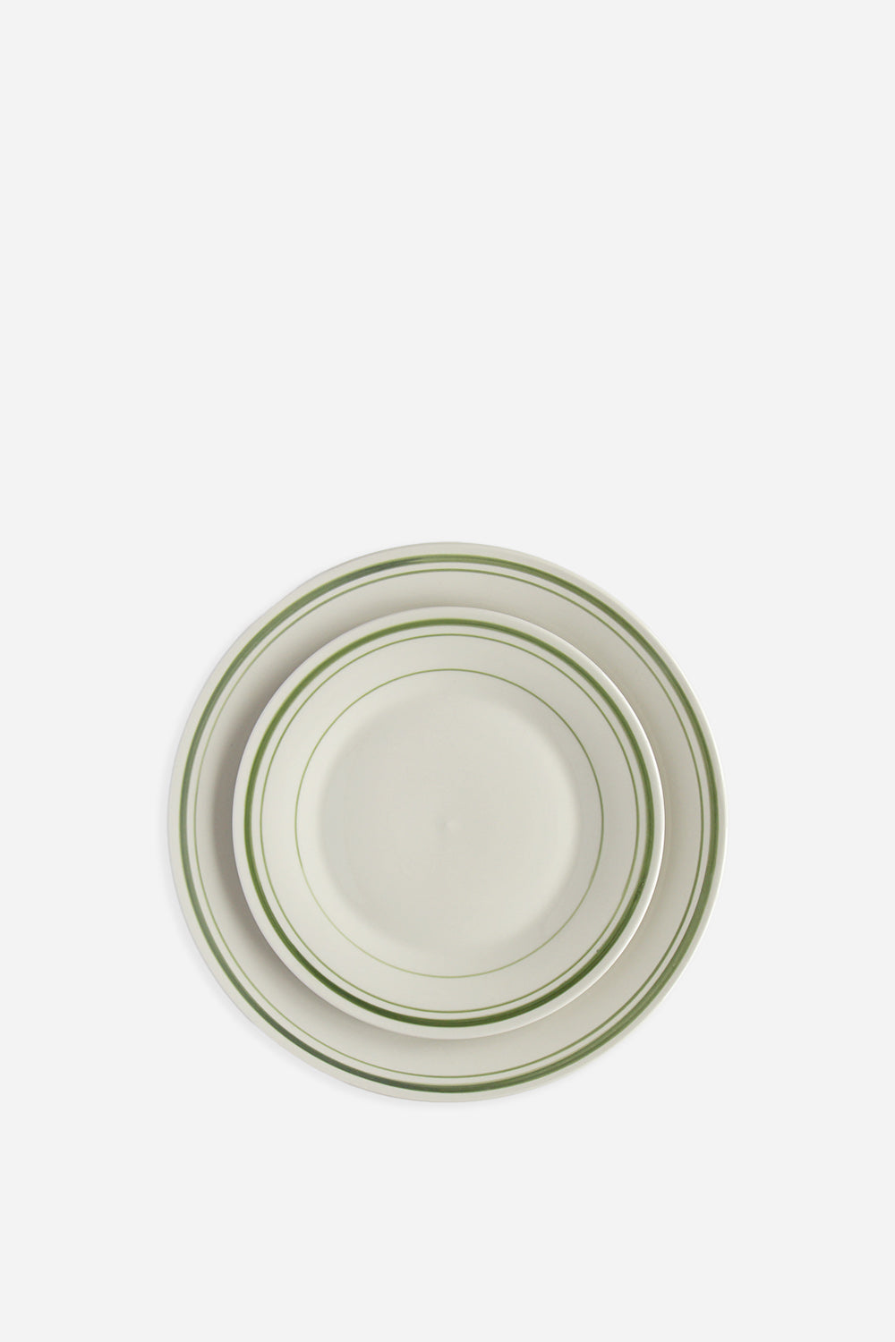 cream bistro dinnerware with green striped boarder