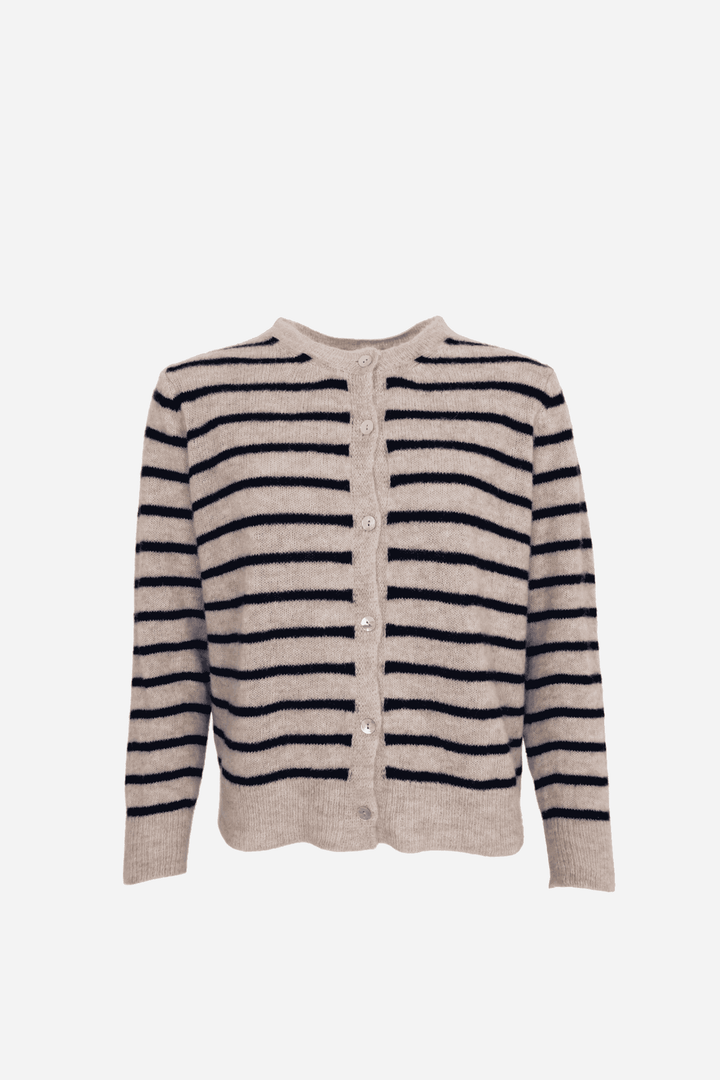 Striped Knit Cardigan / Navy