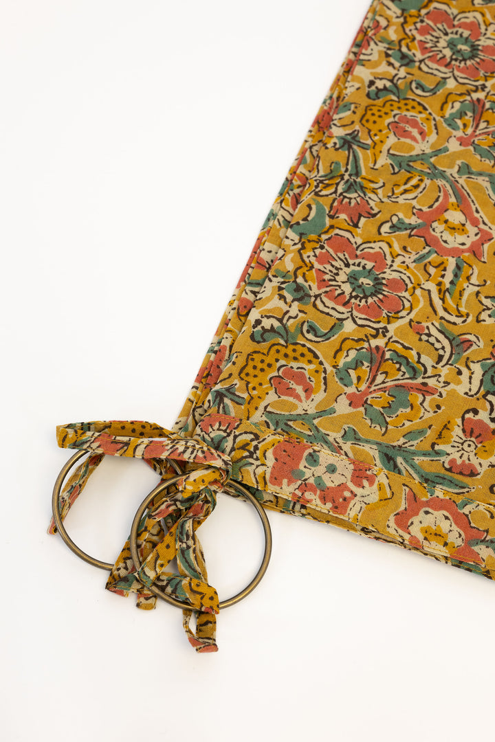 Block Print Bagru Curtain /  Tabac Yellow