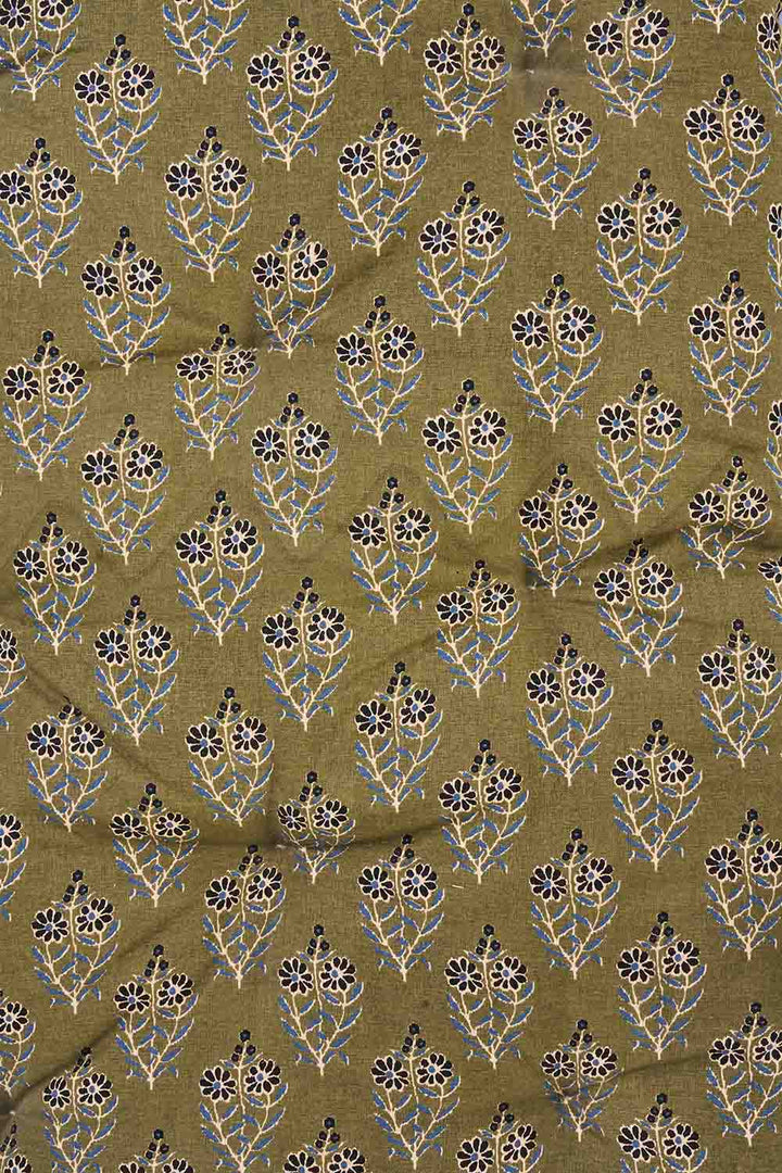 Printed Cotton Mattress 60x100cm / Olive Nude Blue