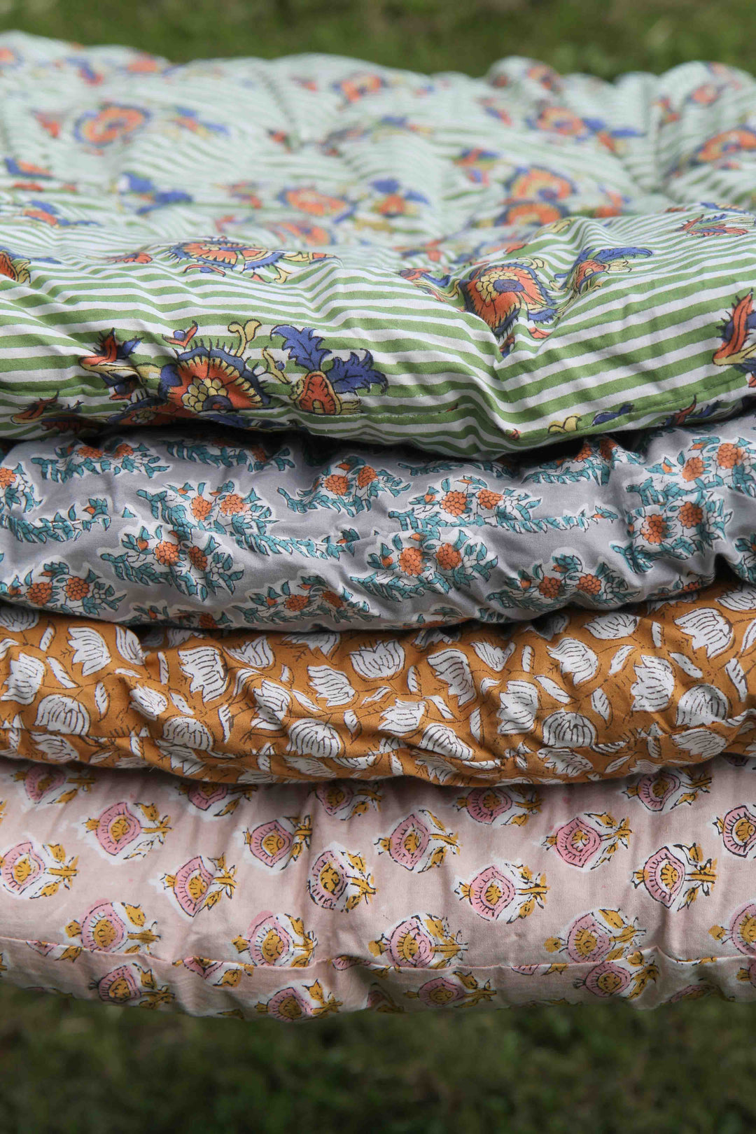 Block Print Futon Roll Tan / 180 x 70cm
