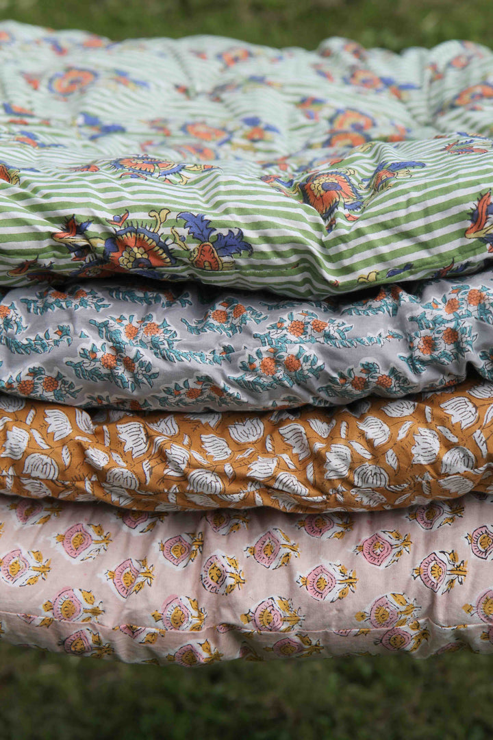 Block Print Futon Roll Tan / 180 x 70cm
