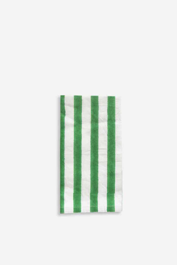 Block Print Striped Napkin / Green