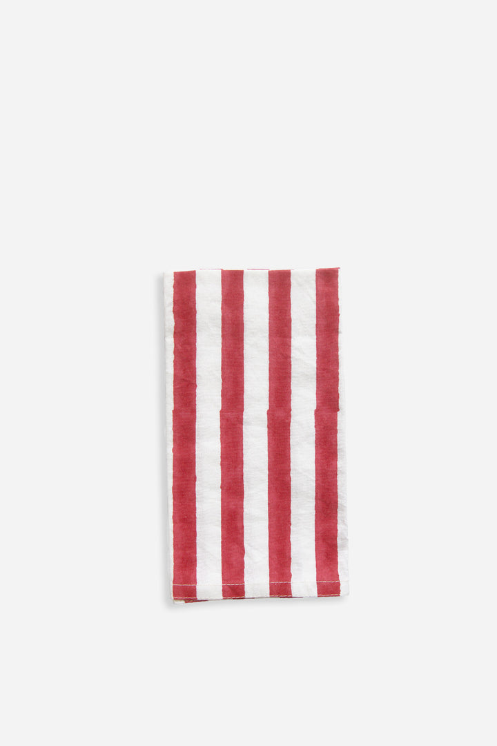 Block Print Striped Napkin / Red