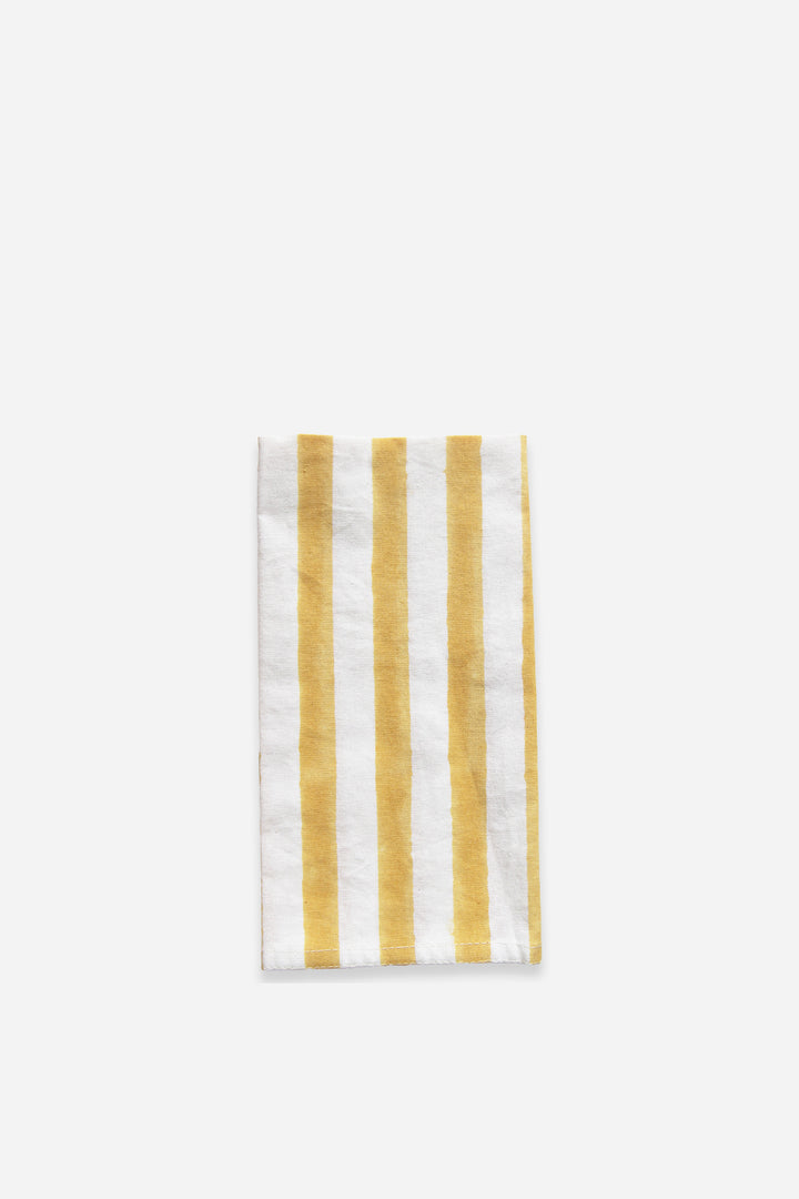 Block Print Striped Napkin / Yellow